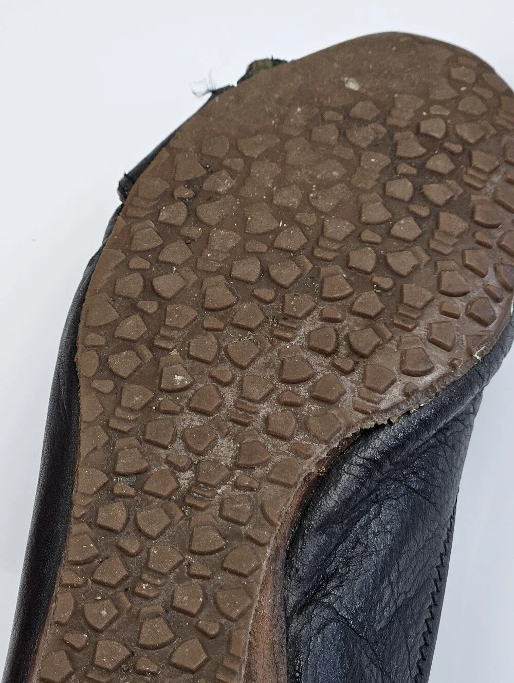 Tory Burch Emma Demi Wedge Open Toe Peep Toe Black Flats Gold Emblem Size 8.5